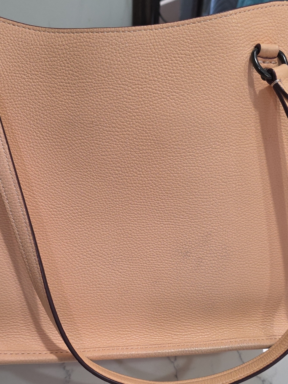 Coach Pebbled Leather Tote in Peach Blush with Dark Interior - Picture 7 of 13